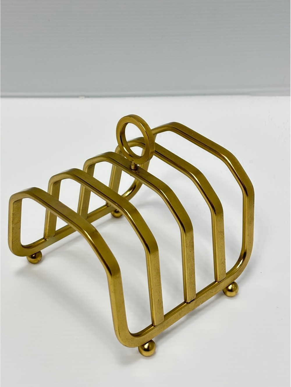 Toast Rack with Handle, 4-Slot Tableware Organizer Gold Color NEW